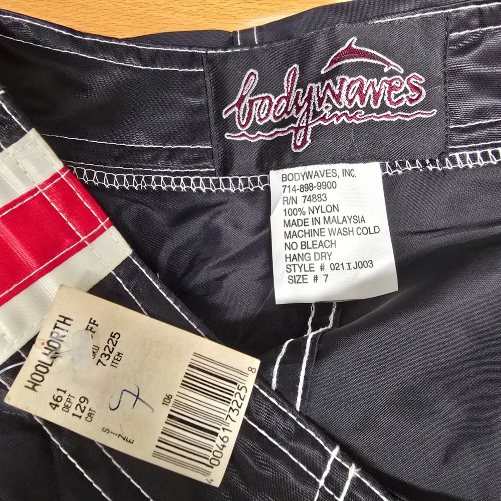Vtg Bodywave Board Skirt Women 7 Black Beach Stripe Y2K Nylon Mini Gorpcore Tech - Picture 7 of 10